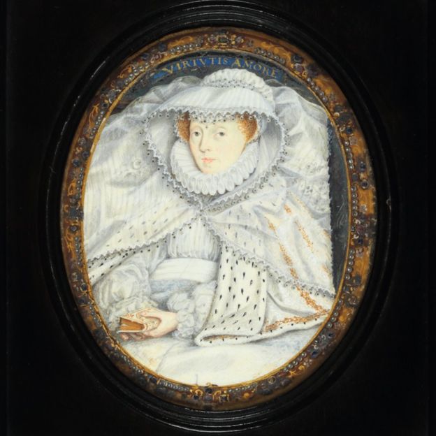 Miniatură din seculul XVII, de Nicholas Hilliard, reprezentând regina Maria a Scoţiei